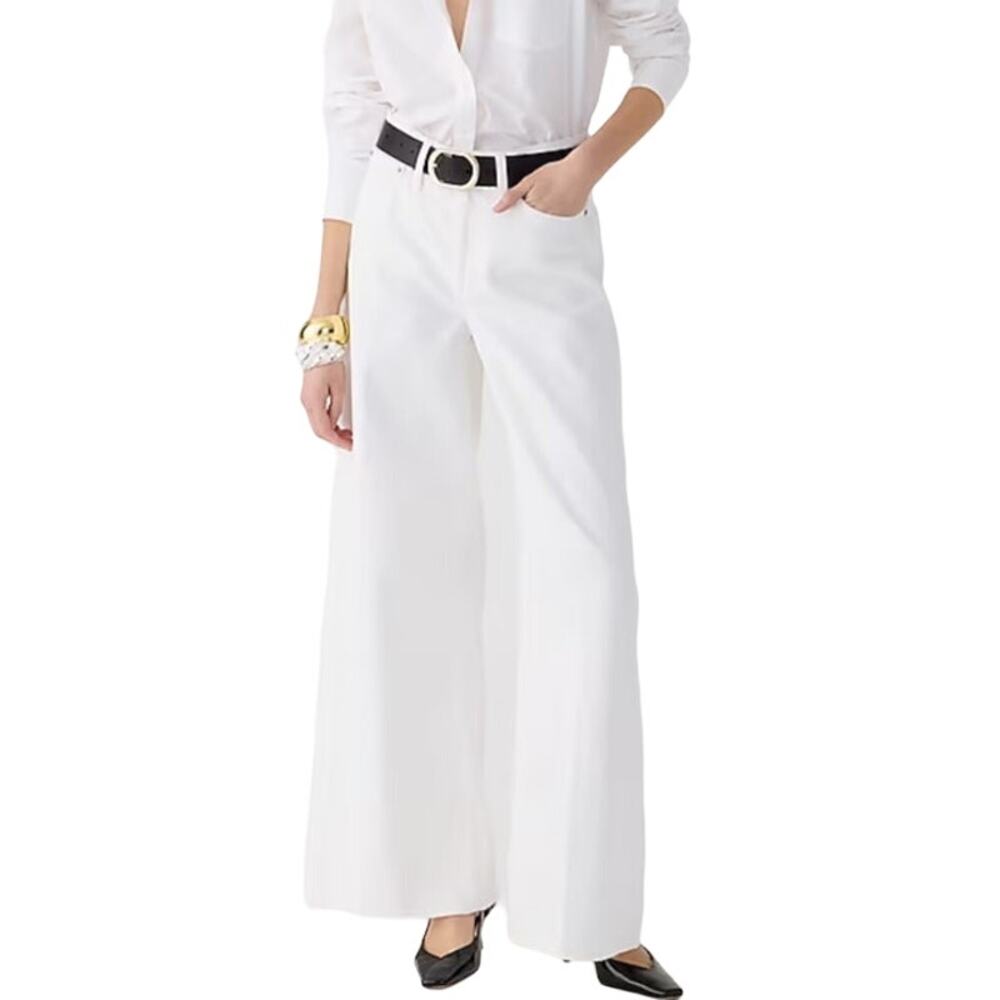 J.Crew  Petite High-Rise Super wide Leg Jean in White Size 26p